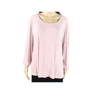 NWT INC Womens Pink Ribbed Long Sleeve Jewel Neck Top XS